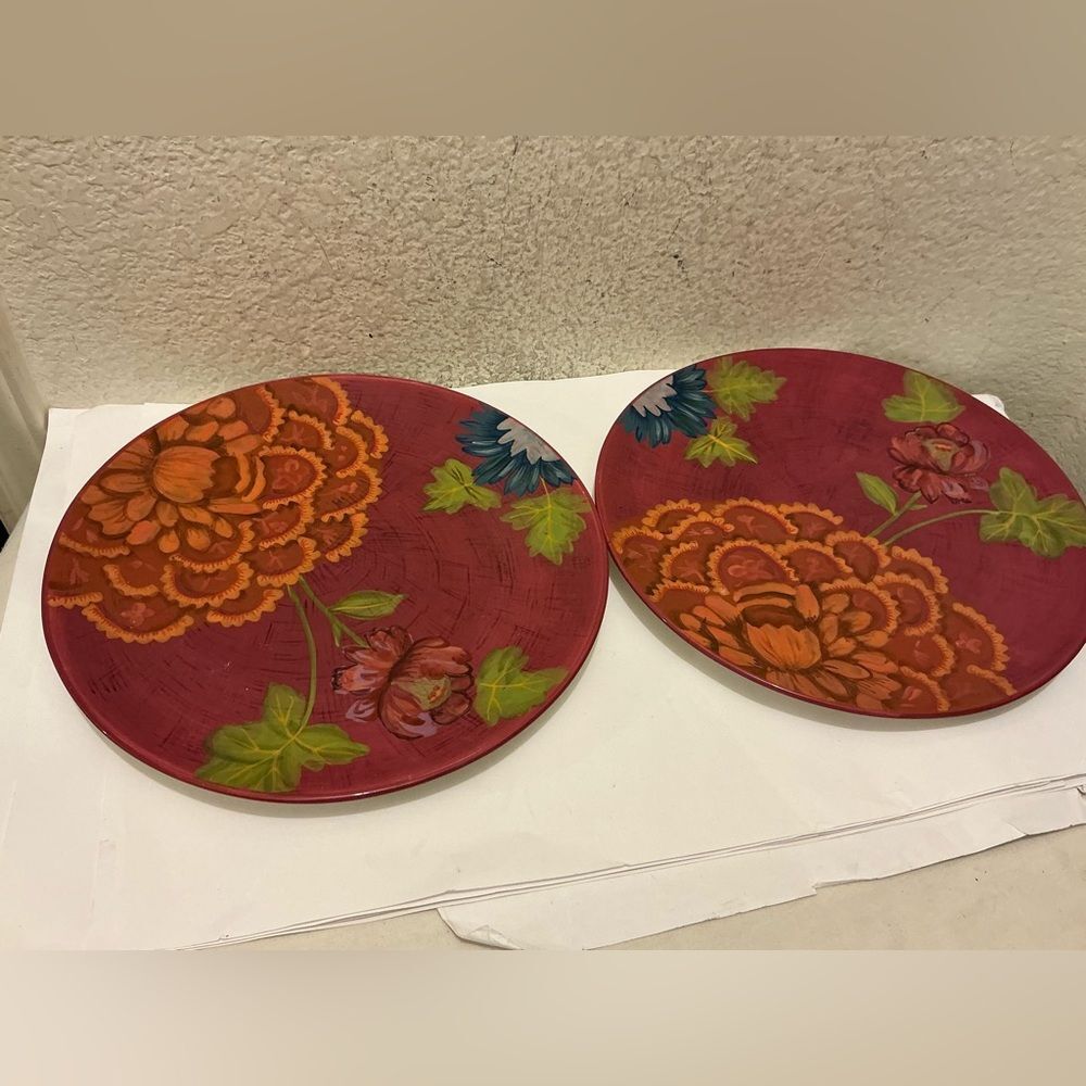 Tracy Porter Hand Painted Dinner Plate 11” The rhapsody Collection set of 2